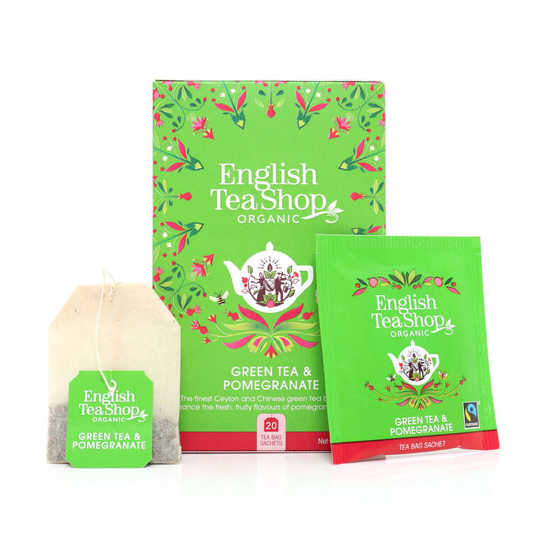 Vihreä tee Green Tea &amp; Pomegranate 20 pss, reilu ETS - (6 x 40 g) (luomu)