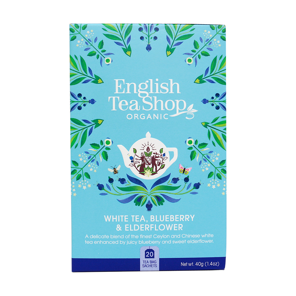 Valkoinen tee White Tea, Blueberry &amp; Elderflower 20 pss ETS - (6 x 40 g) (luomu)